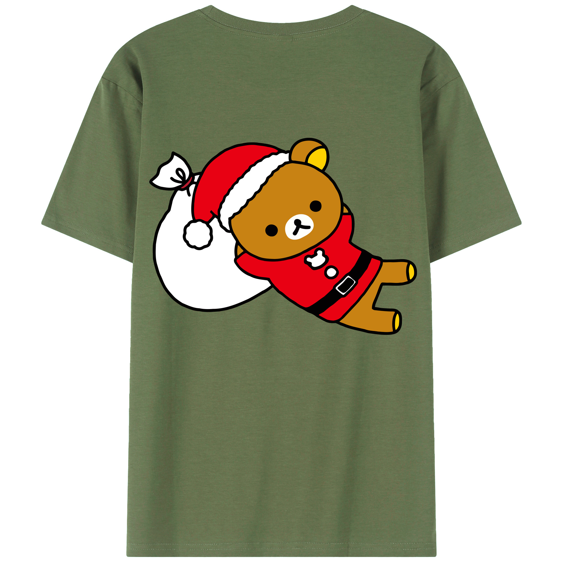 （画像用） リラックマ リラックマ キイロイトリ Rilakkuma Korilakkuma Kiiroitori 綿100％ メンズ半袖Tシャツ（バックプリント） 通気性